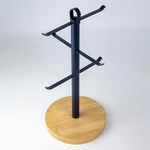 حامل أكواب CUISINE ART DIVA باللون الأزرق الداكن، حامل أكواب الشاي والقهوة بقاعدة خشبية مع حلقة تعليق معدنية، شجرة أكواب على سطح الطاولة، حامل مجفف أكواب القهوة بستة خطافات، ملحقات المطبخ المنزلية والبار