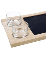 طقم تقديم من أردواز المطبخ مع أوعية زجاجية ٤٢×١٩ سم ووعاء زجاجي (٢×١٠٠ مل)