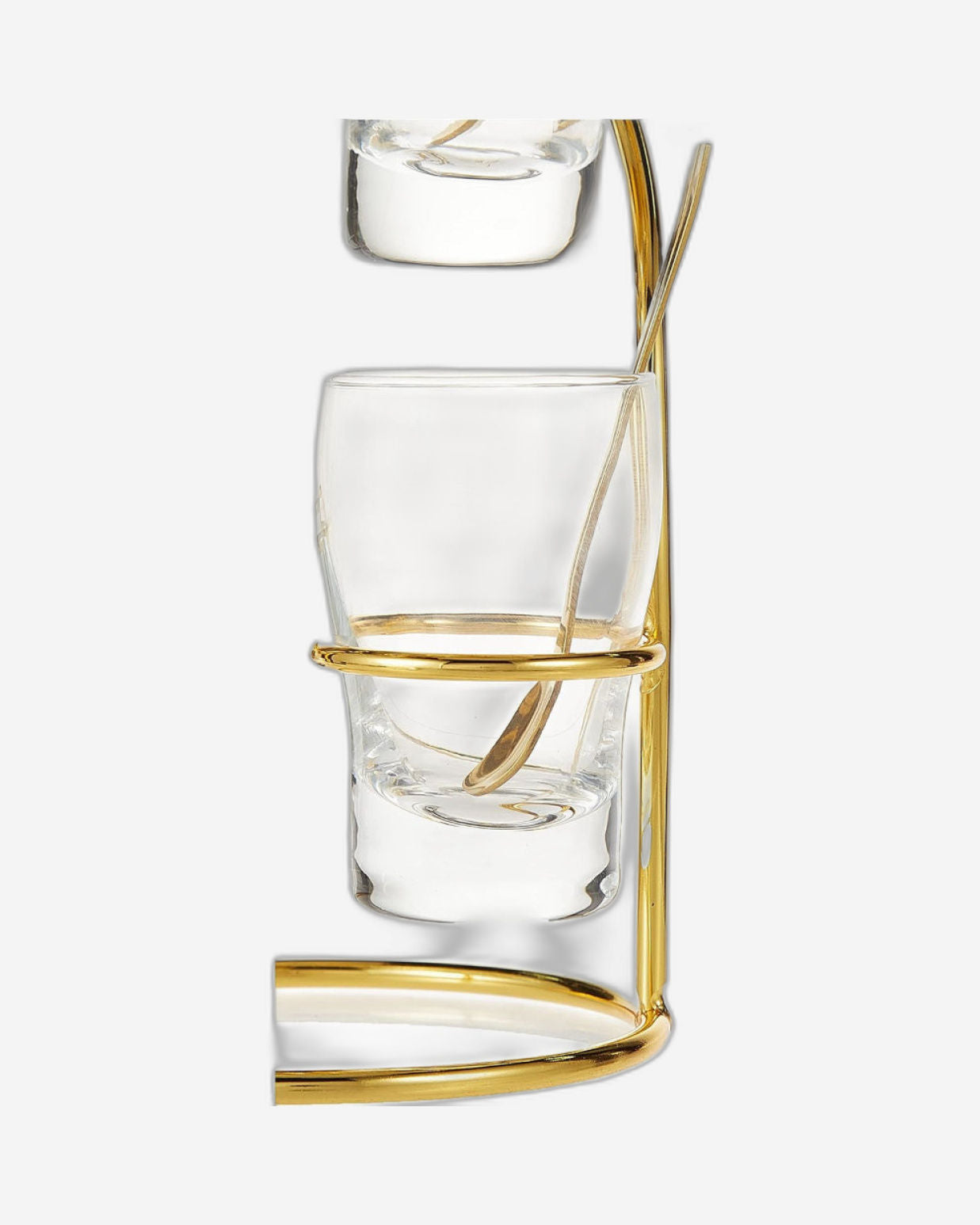 طقم حلويات زجاجي من كويزين آرت تاور، 6 قطع، مع حامل ذهبي، 80 مل، 6 أكواب و6 ملاعق ذهبية من الفولاذ المقاوم للصدأ