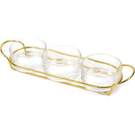 Cuisine Art Gold Glass Dessert Set with Stylish Metal Stand - 4-Piece Serving Ensemble Partyware dessert set