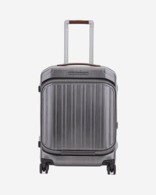 حقيبة بيكوادرو بي كيو إل إم بإطار ٥٥ سم، فحص سريع مع حامل حاسوب، حقيبة صلبة بأربع عجلات مزدوجة، لون أسود/بني فاتح - Bv4426Pqlm/Ncu