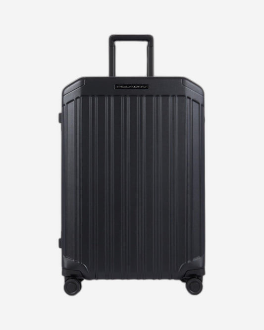 Piquadro Pqlm - دوارة صلبة متوسطة الحجم باللون الأسود غير اللامع