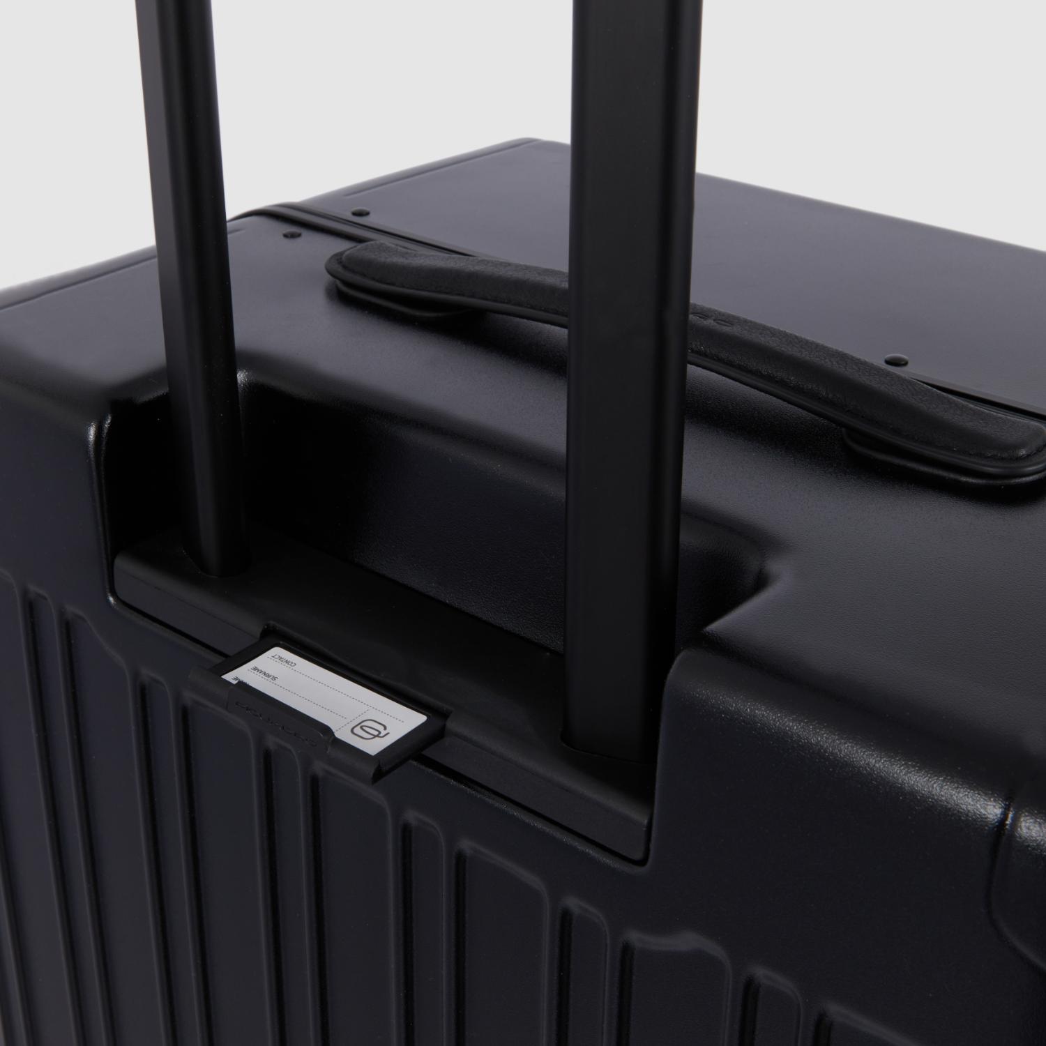 Piquadro Pqlm - دوارة صلبة كبيرة الحجم باللون الأسود غير اللامع