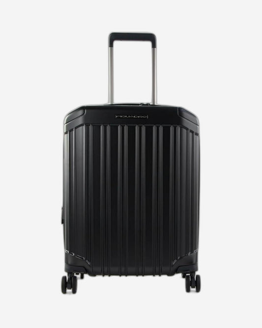 حقيبة Piquadro Pq-Light ذات حجم المقصورة القابل للتوسيع ذات الجوانب الصلبة باللون الأسود غير اللامع