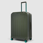 Piquadro Pq-Light Medium Size Expandable Trolley With 4 Wheels In Polycarbonate Green