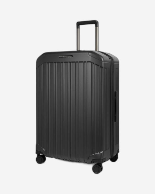 عربة بيكوادرو بي كيو لايت كبيرة الحجم قابلة للتمدد بأربع عجلات من البولي كربونات باللون الأسود غير اللامع