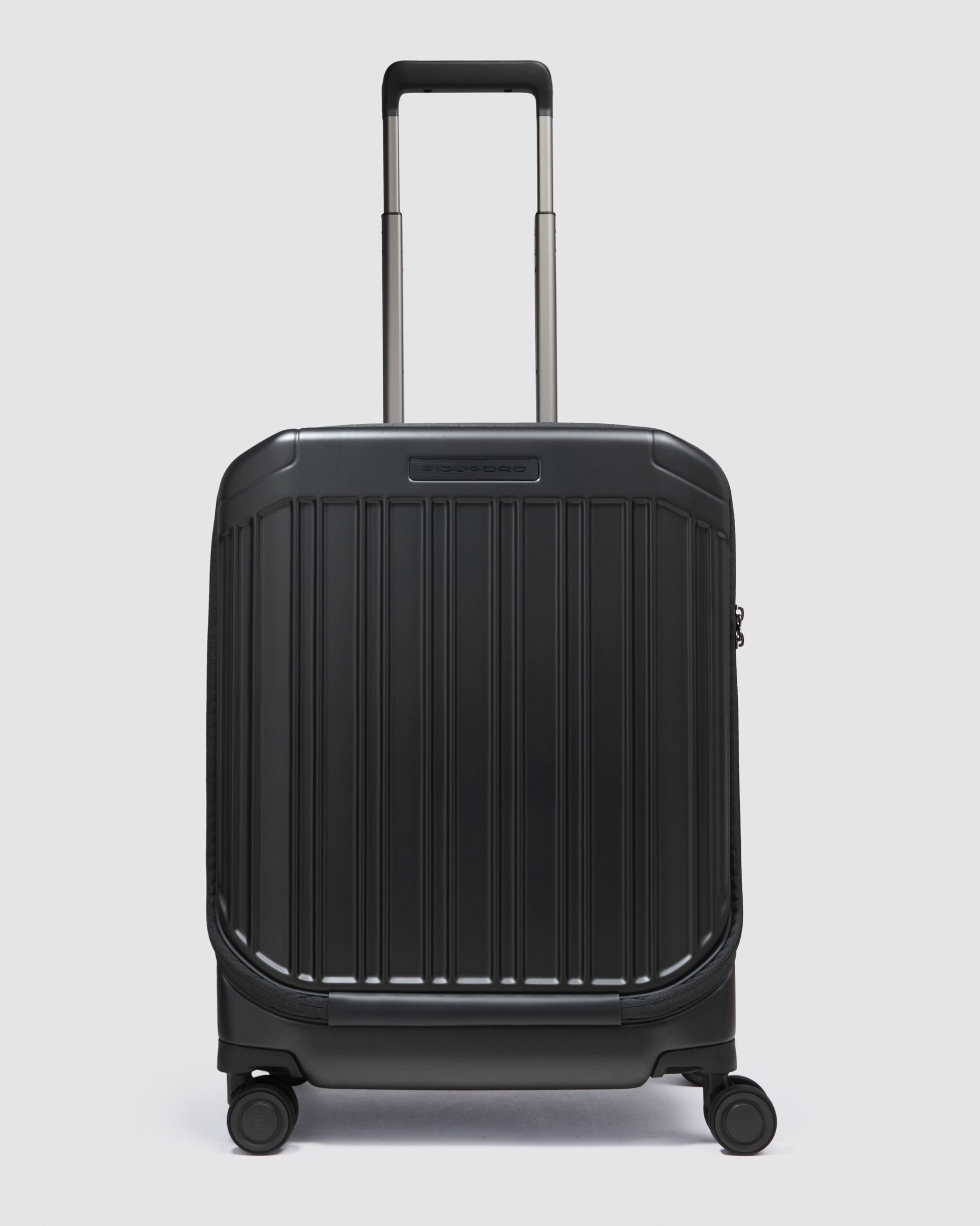 Piquadro Pql Light 4 Wheel Cabin Suitcase With Laptop Pocket Usb Anmatt Black