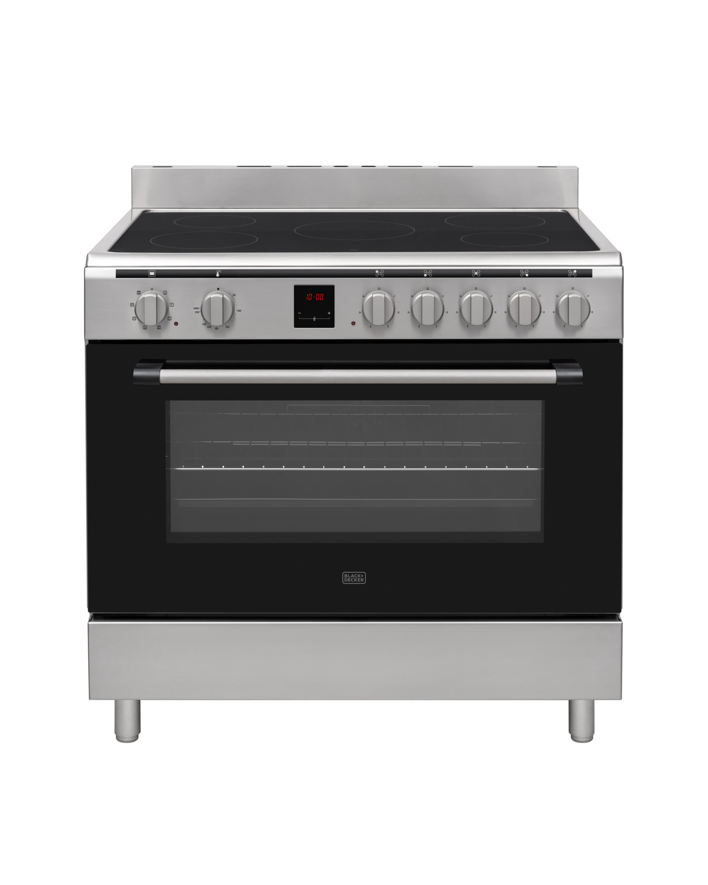 Black+Decker 90cm Freestanding Electric Cooker, Ceramic Hob + Multifunction Oven – BXOFV905.001TVX Inox