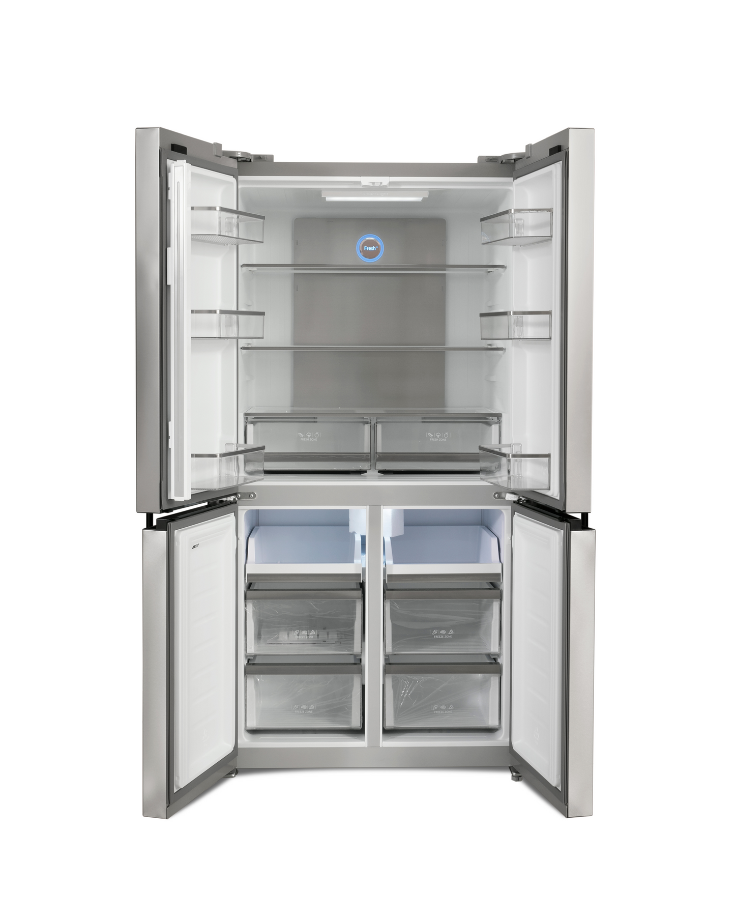 ثلاجة بلاك آند ديكر سعة 567 لترًا (إجمالي 554 لترًا)، ببابين متقاطعين، مزودة بتقنية العاكس، ونظام منع تكوّن الثلج، وشاشة عرض LED.