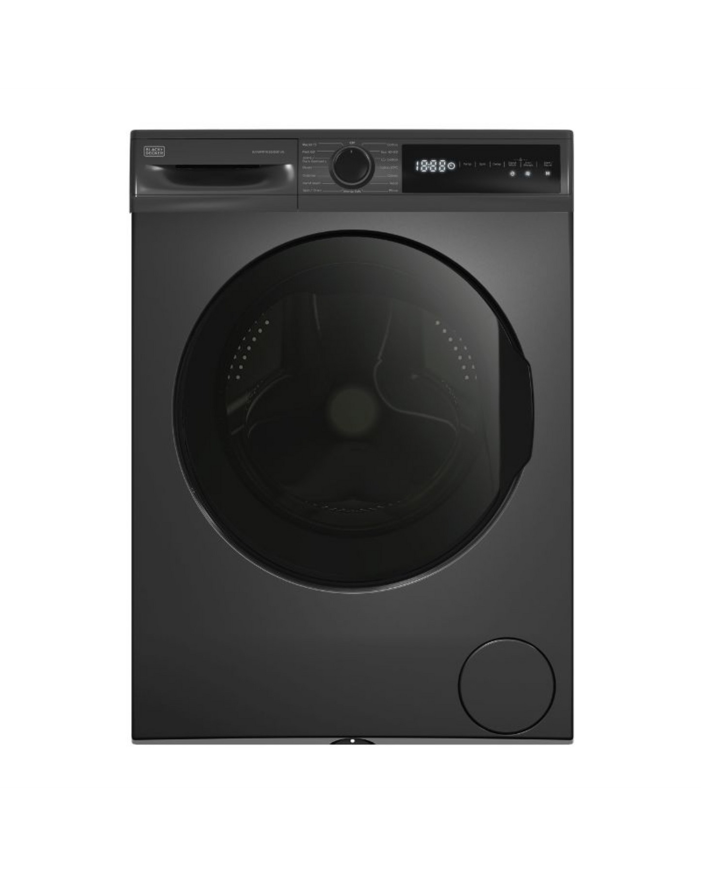 Black+Decker, 9kg Front Load Washing Machine, Inverter Motor, 1200 RPM, 15 Programs, LED Display, Child Lock – BXWMF9120.001IVS Dark Inox