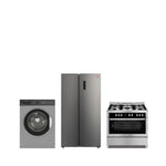 ثلاجة هوفر 682 لتر ذات بابين متجاورين + موقد غاز 90×60 + غسالة ملابس 10 كجم