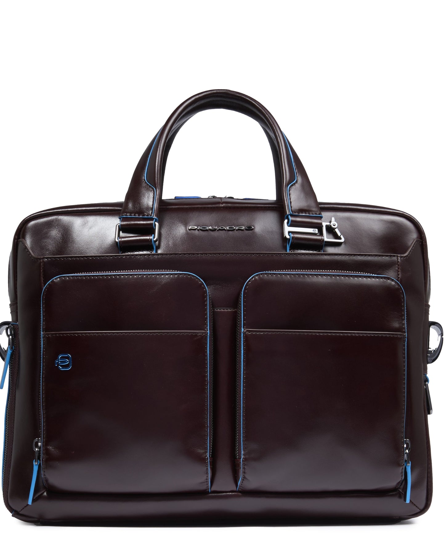 Piquadro Thin Two-Handled Computer Briefcase W/Ipad Compartment Mahogany