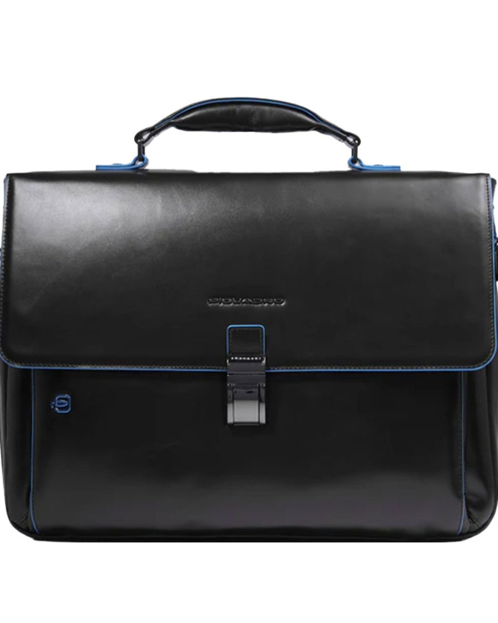 Piquadro Leather Briefcase W/ Flap And Closure Black