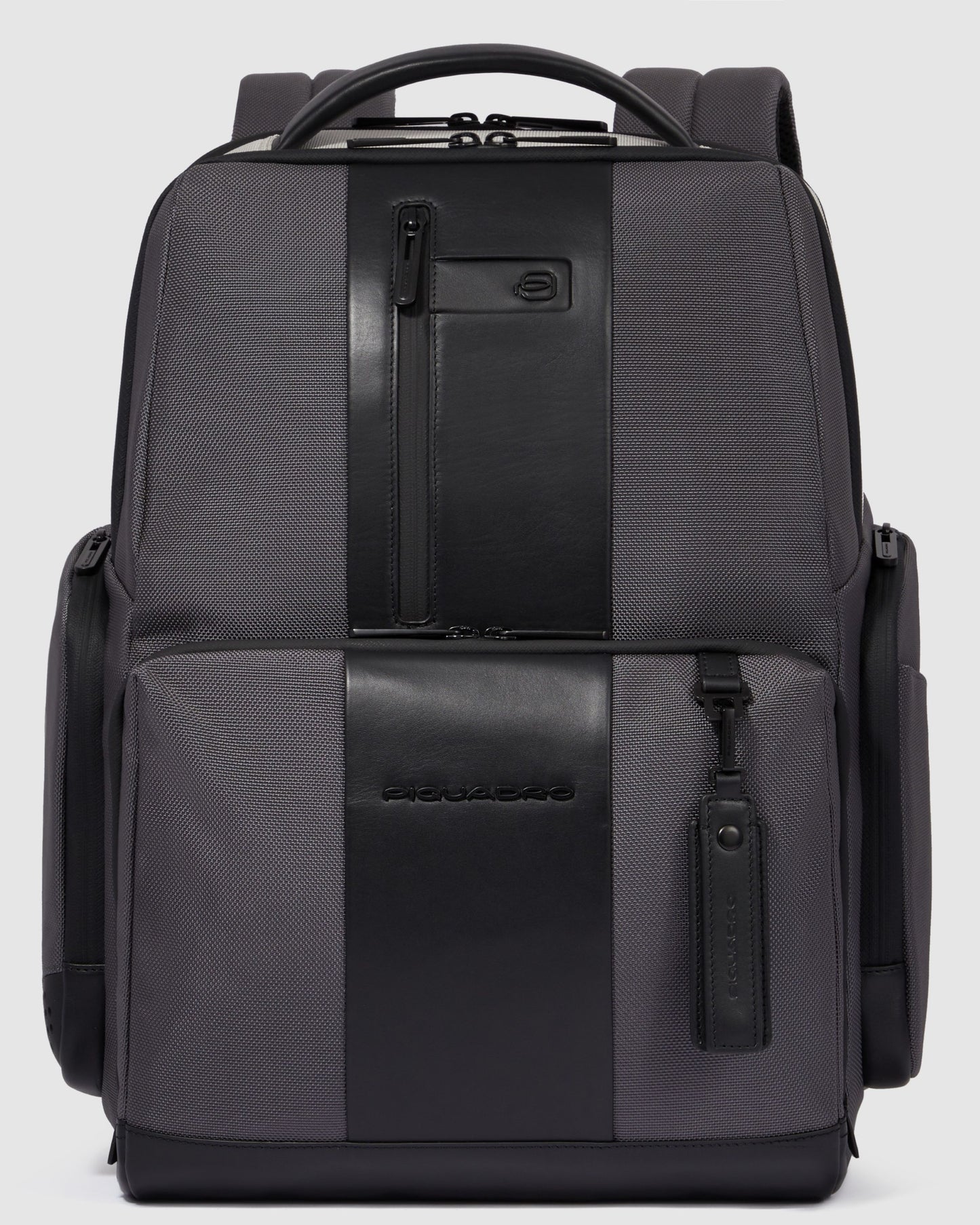 Piquadro Brief 2 Leather And Fabric  Backpack With 15.6  Laptop Compartment Grey-Black