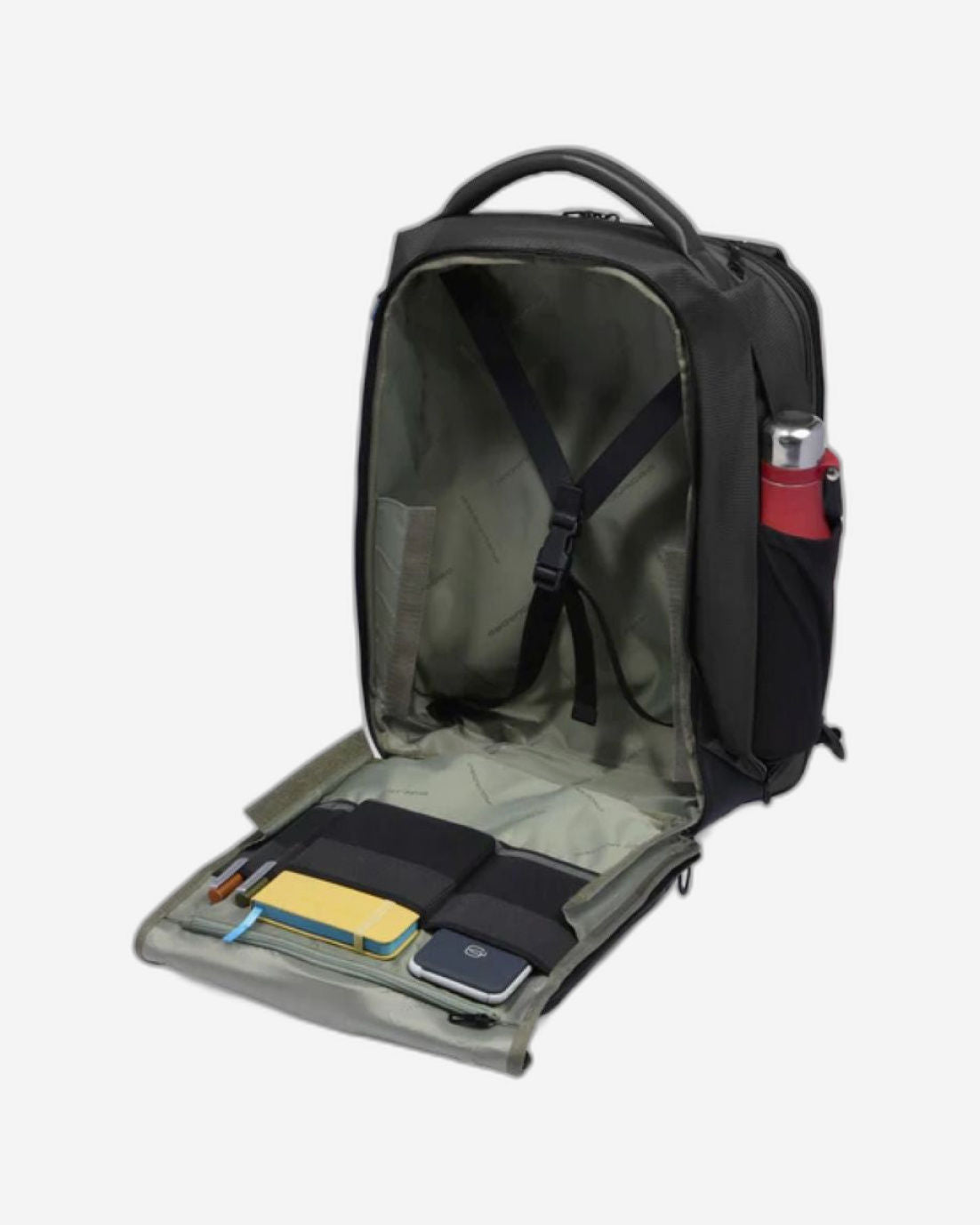 Piquadro S137 حقيبة ظهر جلد وقماش أسود