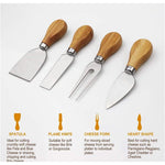 مجموعة هدايا لوح تقطيع الجبن العضوي المصنوع من الخيزران مع سكين من كويزين آرت، صينية تقديم خشبية لطبق اللحوم الباردة والفواكه والمقرمشات مع 4 سكاكين جبن