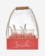 مجموعة تقديم الطعام الخشبية من كويزين آرت، مكونة من 9 قطع، مع حامل أكواب وأكواب فردية وملاعق