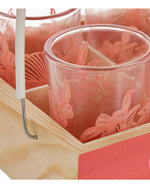 مجموعة تقديم الطعام الخشبية من كويزين آرت، مكونة من 9 قطع، مع حامل أكواب وأكواب فردية وملاعق