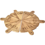 لوح تقطيع بيتزا من الخيزران من كويزين آرت، مجموعة من 6 قطع بمقبض، حجر بيتزا منزلي للشواء والفرن مع لوح بيتزا من الخيزران