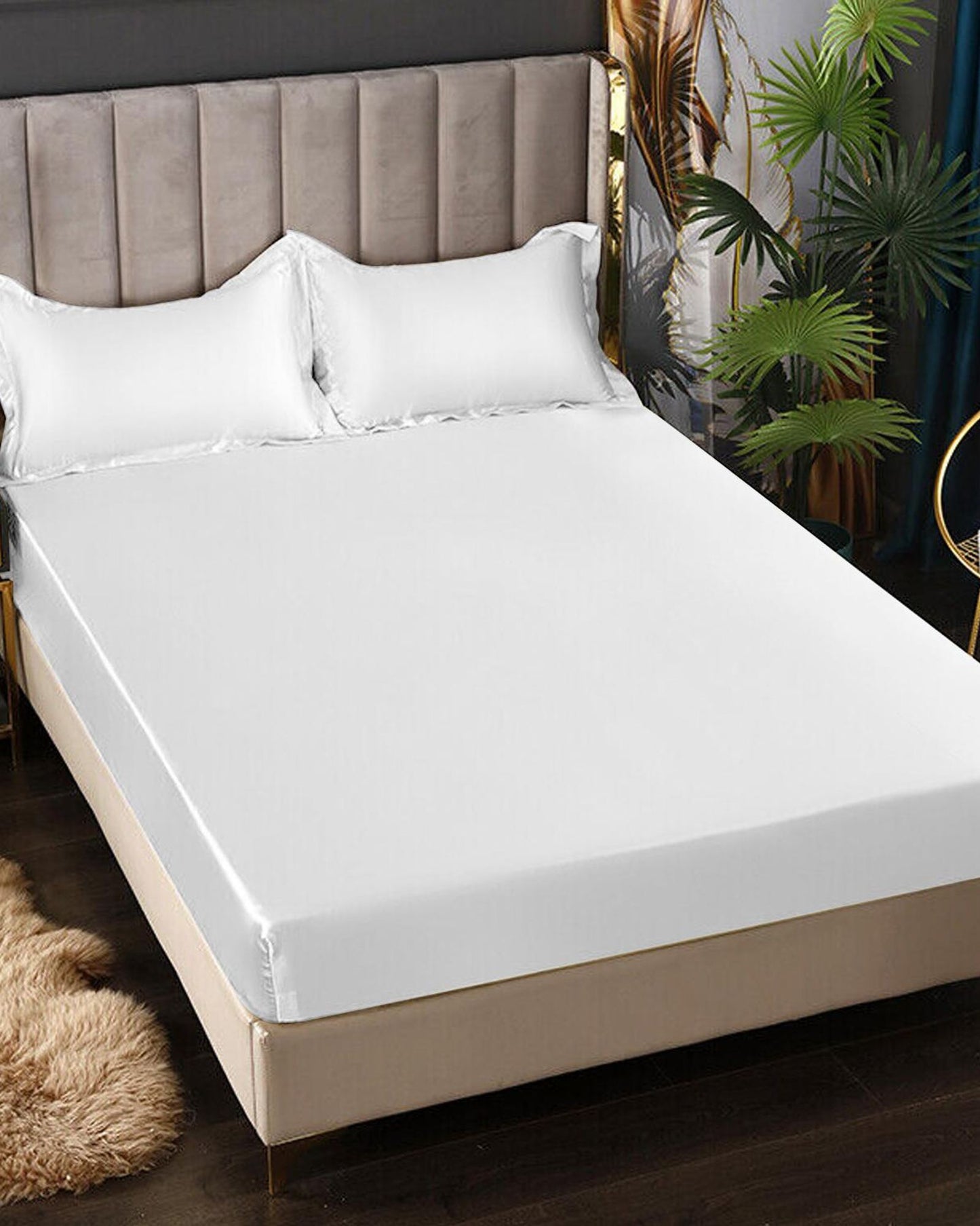 طقم ملاءات قطنية منزلية من قطعتين من الساتان