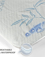 واقي مرتبة مقاوم للماء من القطن المنزلي مصنوع من الخيزران باللون الأزرق