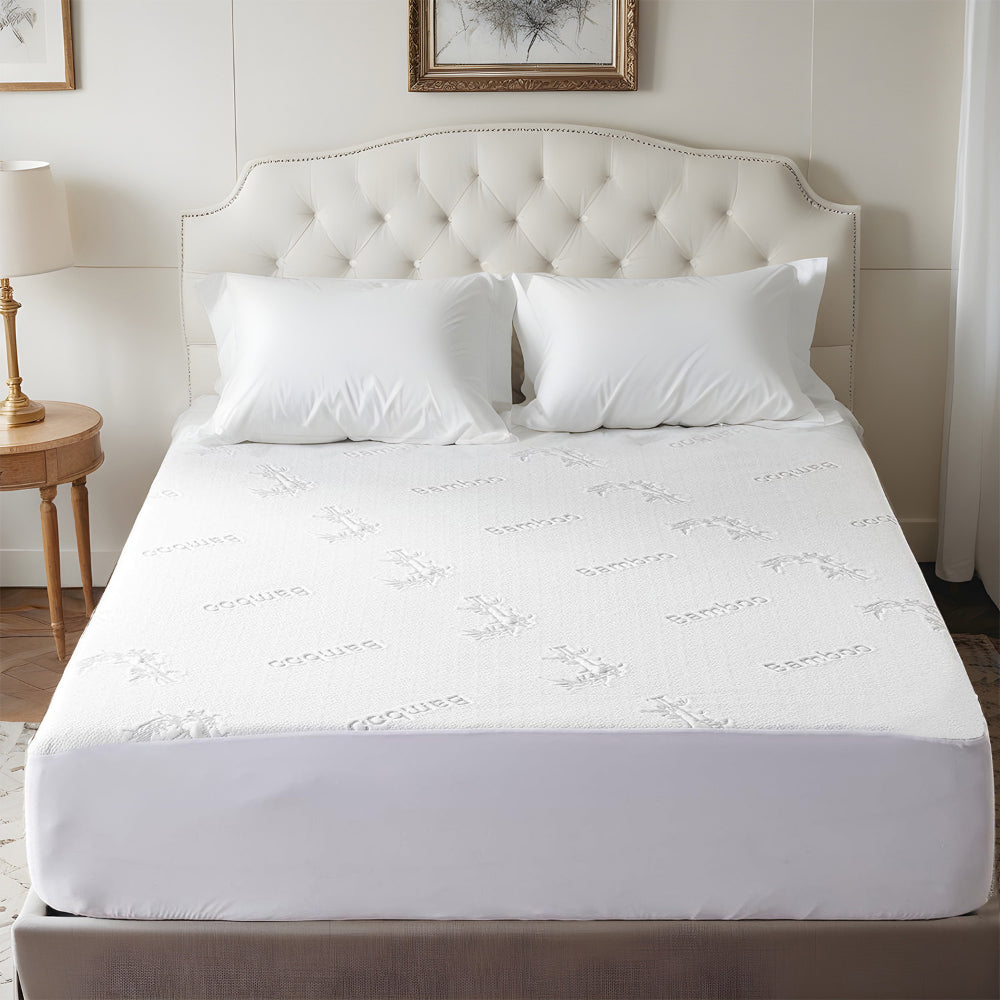 واقي مرتبة مقاوم للماء من القطن المنزلي بامبو رمادي اللون