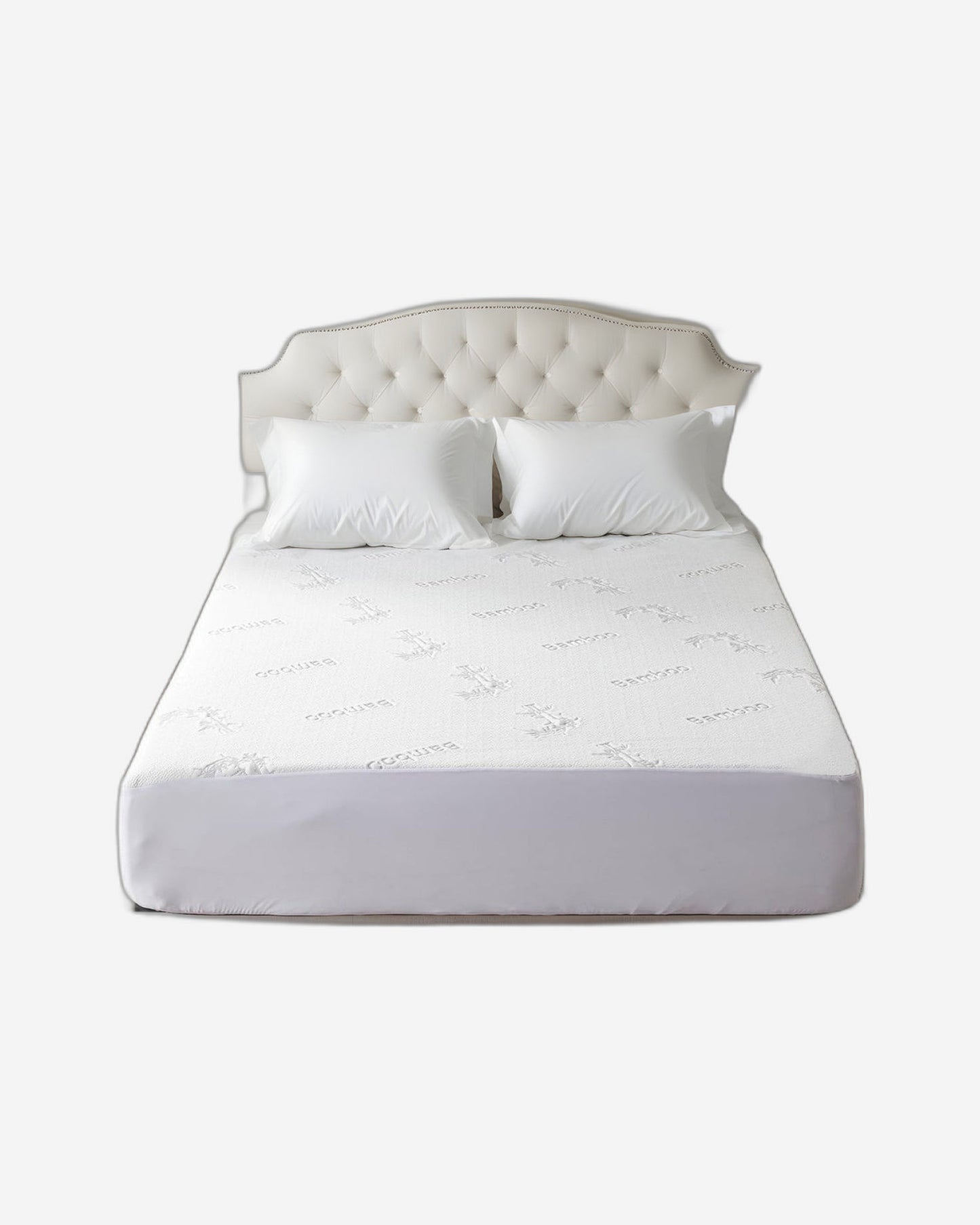 واقي مرتبة قطني منزلي من الخيزران الرمادي