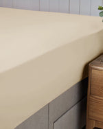 طقم ملاءات سرير قطنية فاخرة باللون البيج من كوتون هوم - ملاءة سرير واحدة مع غطاء وسادة واحد