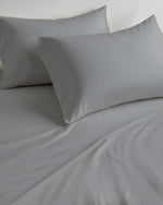 طقم ملاءات قطنية منزلية مكون من 3 قطع مع غطاء وسادة - فضي