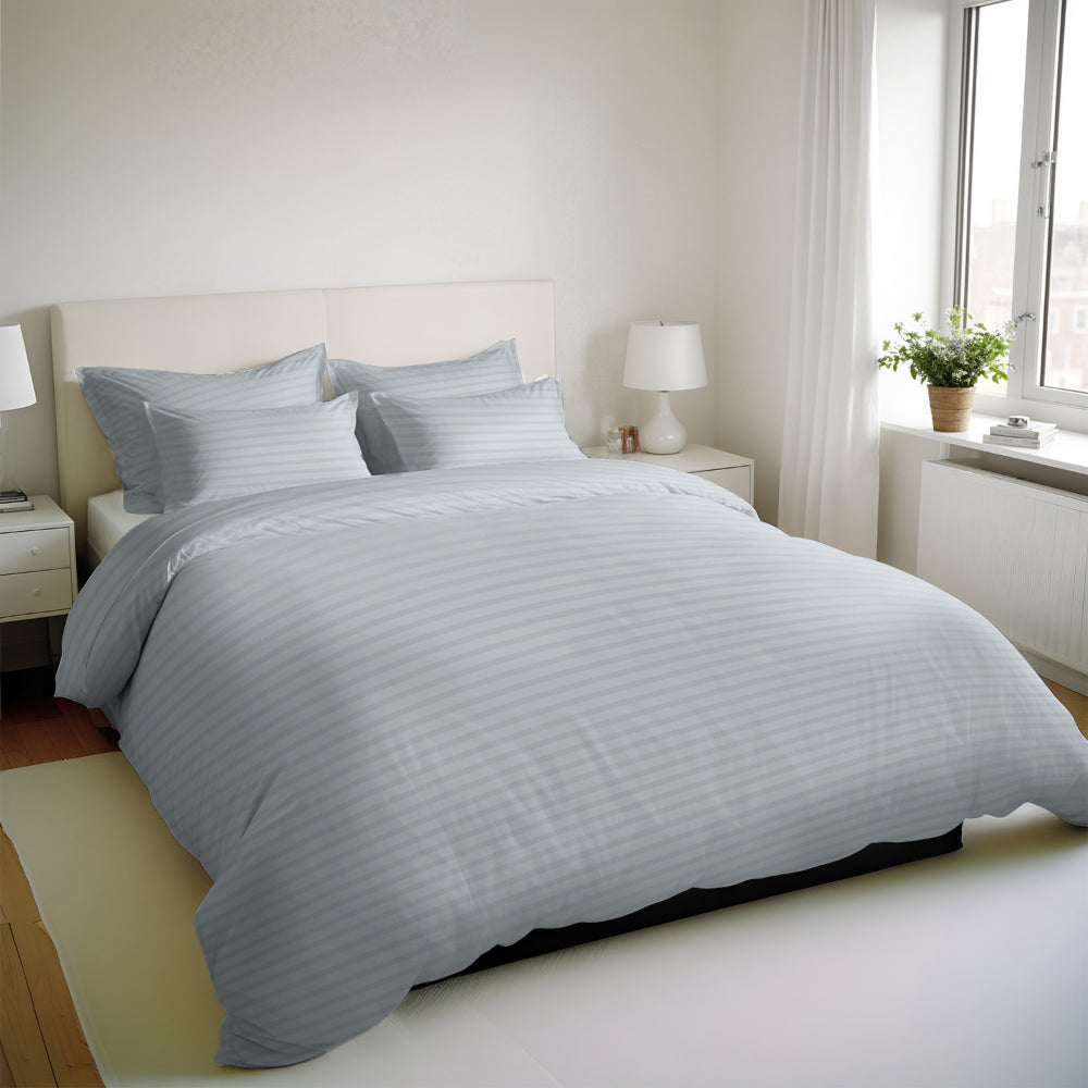 طقم غطاء لحاف قطني فاخر مخطط من 6 قطع من Cotton Home مقاس 220×240 سم