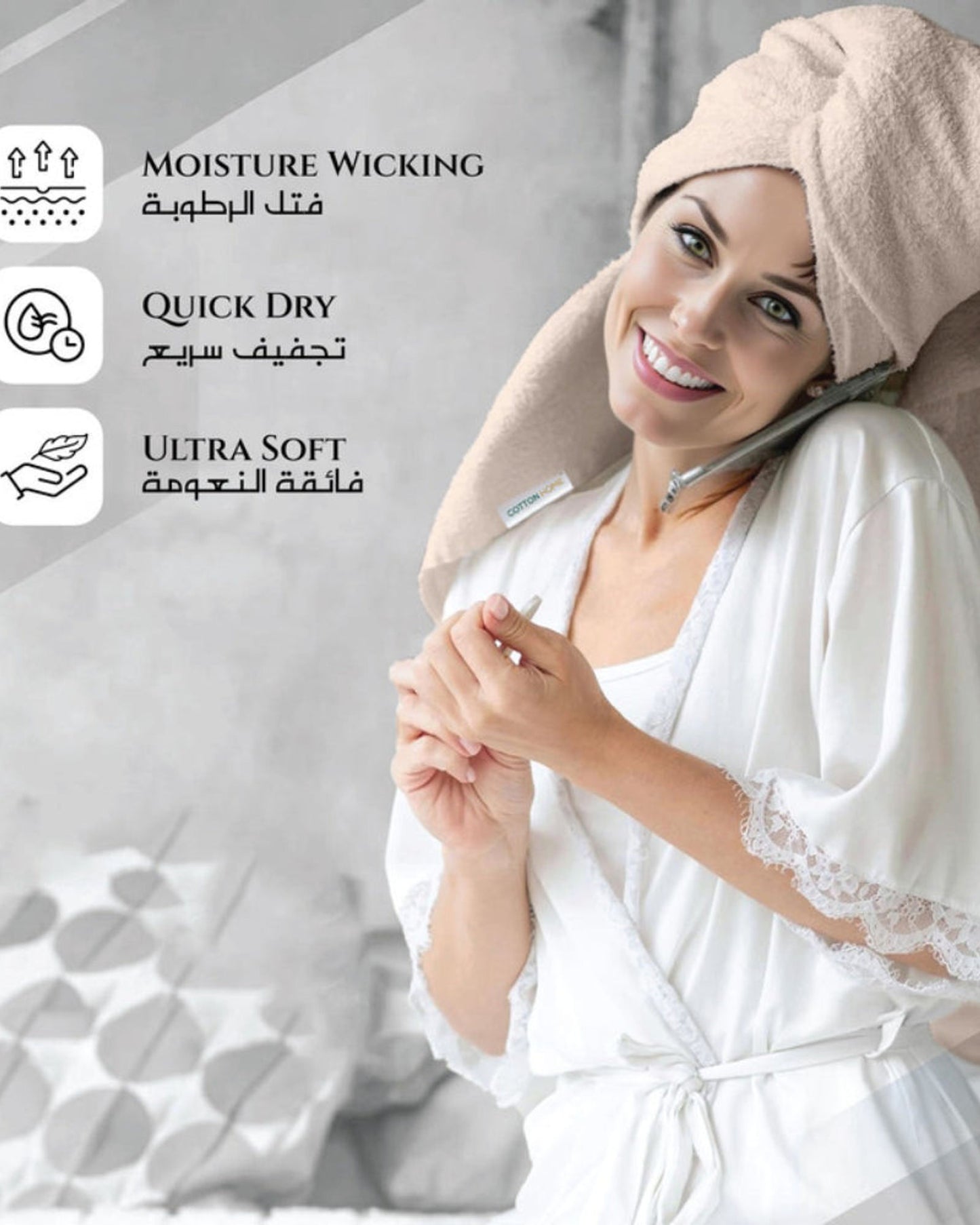 منشفة قطنية فاخرة من كوتون هوم، مقاس 90×180 سم، وزن 600 غرام/متر مربع، سريعة الجفاف ومتينة