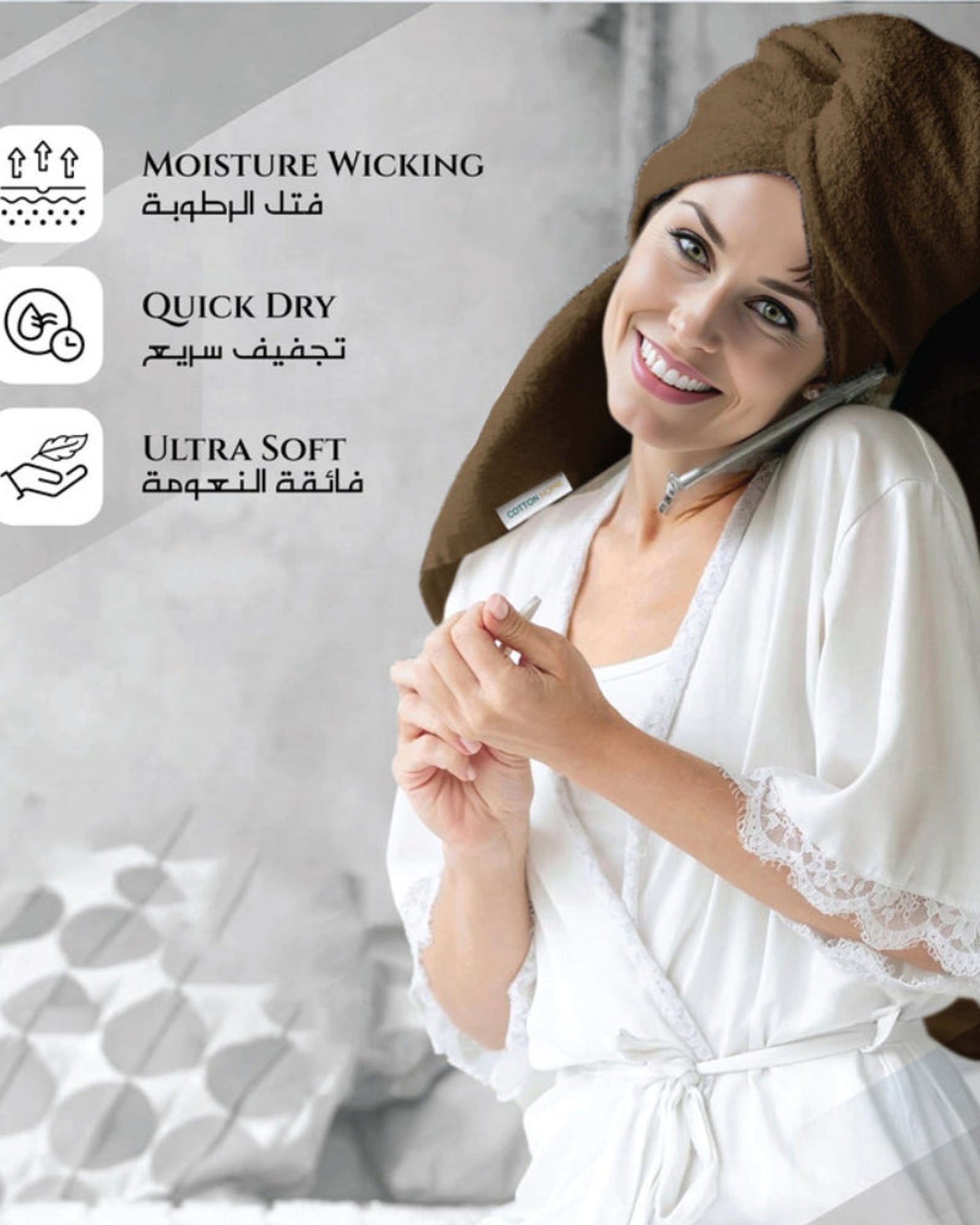 منشفة قطنية فاخرة من كوتون هوم، مقاس 90×180 سم، قطعتان، وزن 600 غرام/متر مربع، سريعة الجفاف ومتينة