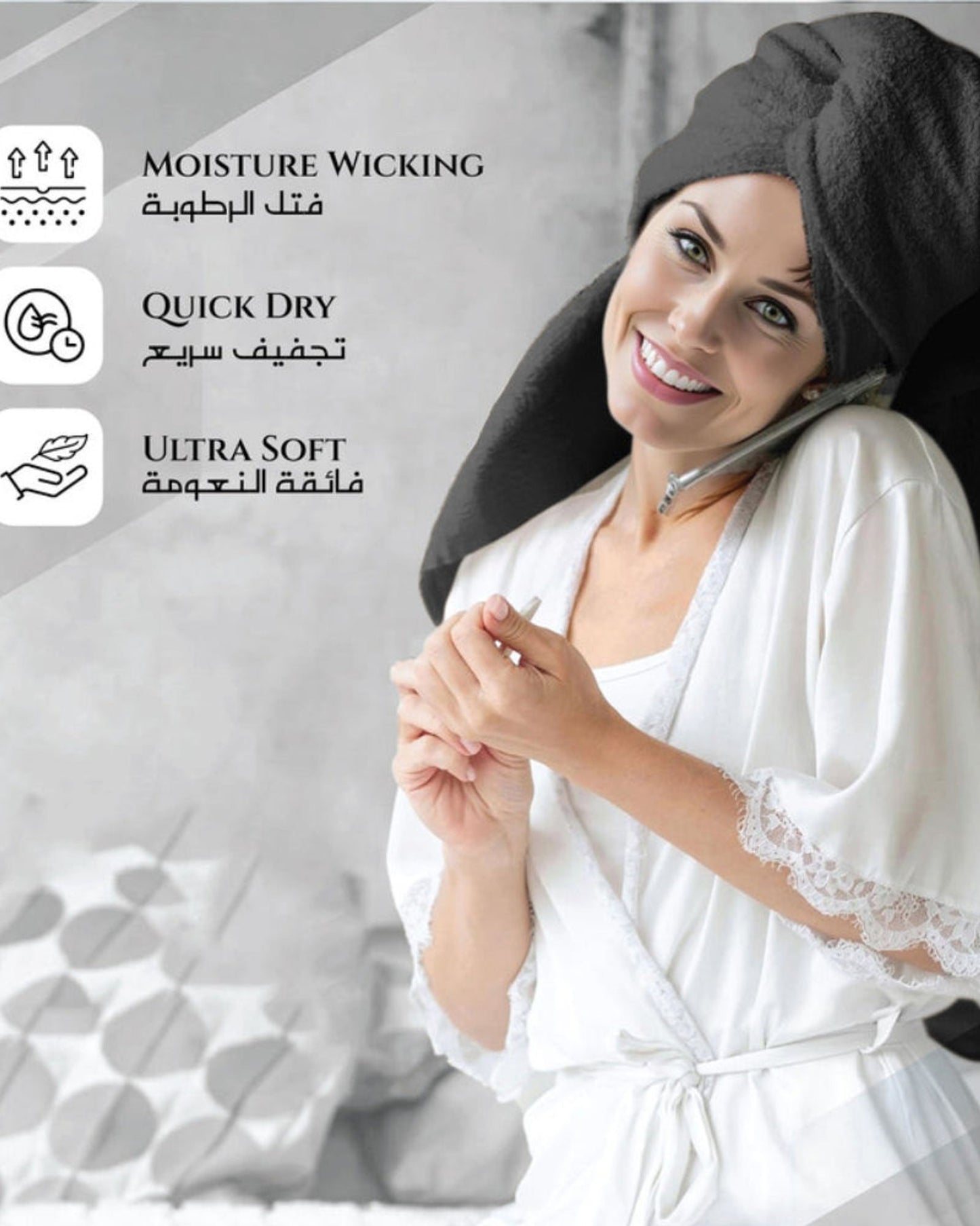 منشفة قطنية فاخرة من كوتون هوم، مقاس 90×180 سم، قطعتان، وزن 600 غرام/متر مربع، سريعة الجفاف ومتينة