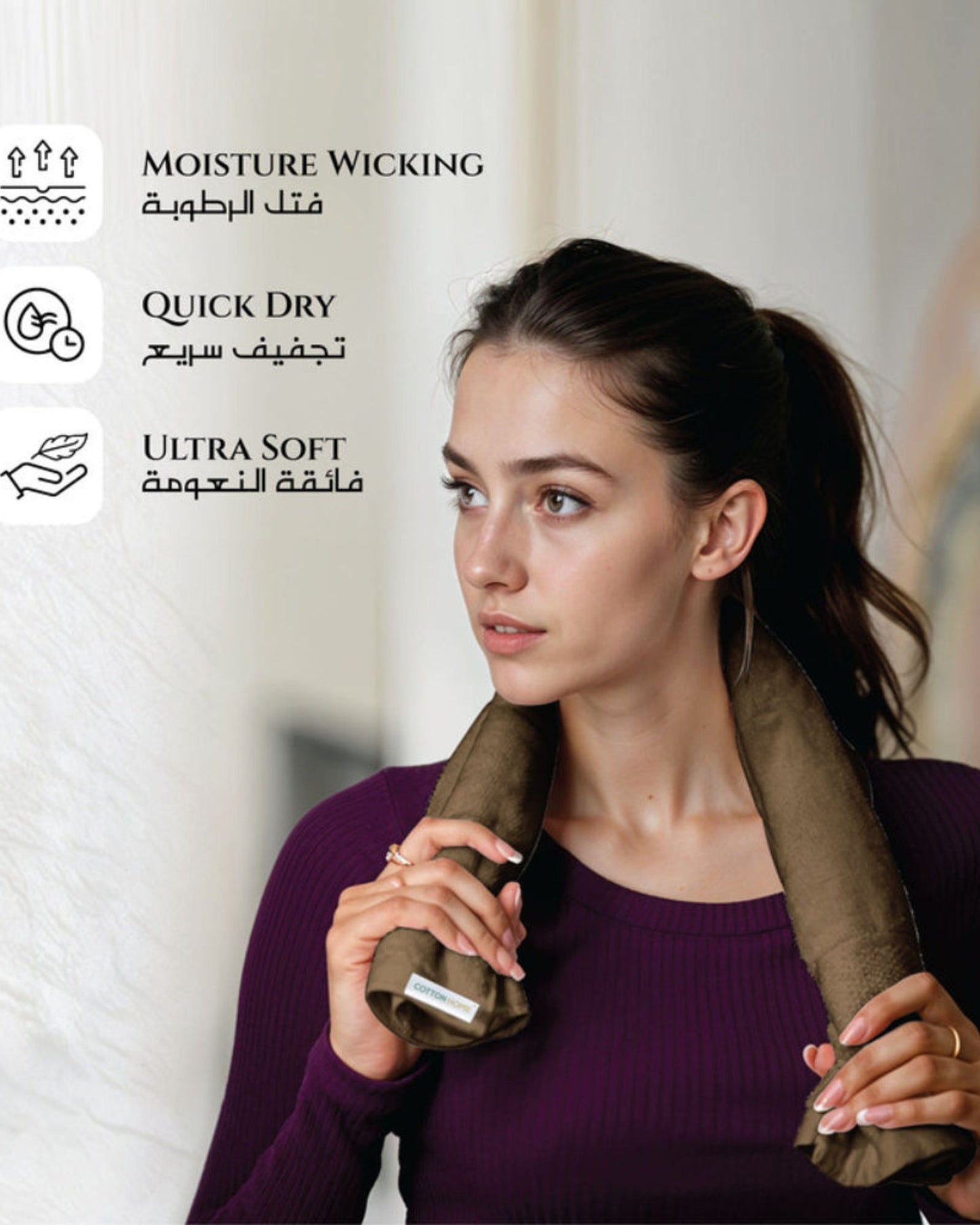 مناشف قطنية فاخرة من كوتون هوم، 40×70 سم، طقم من 4 قطع، 600 غرام/متر مربع، سريعة الجفاف ومتينة