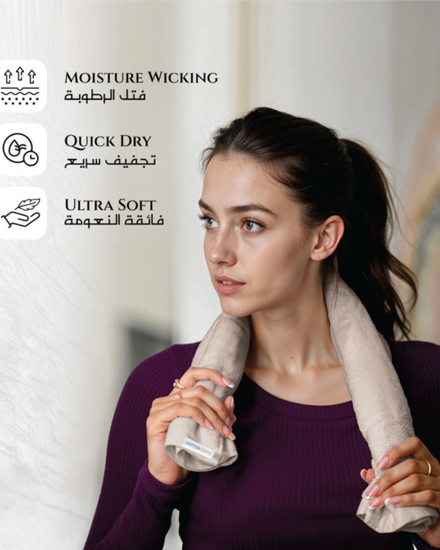 مناشف قطنية فاخرة من كوتون هوم، 40×70 سم، طقم من 4 قطع، 600 غرام/متر مربع، سريعة الجفاف ومتينة