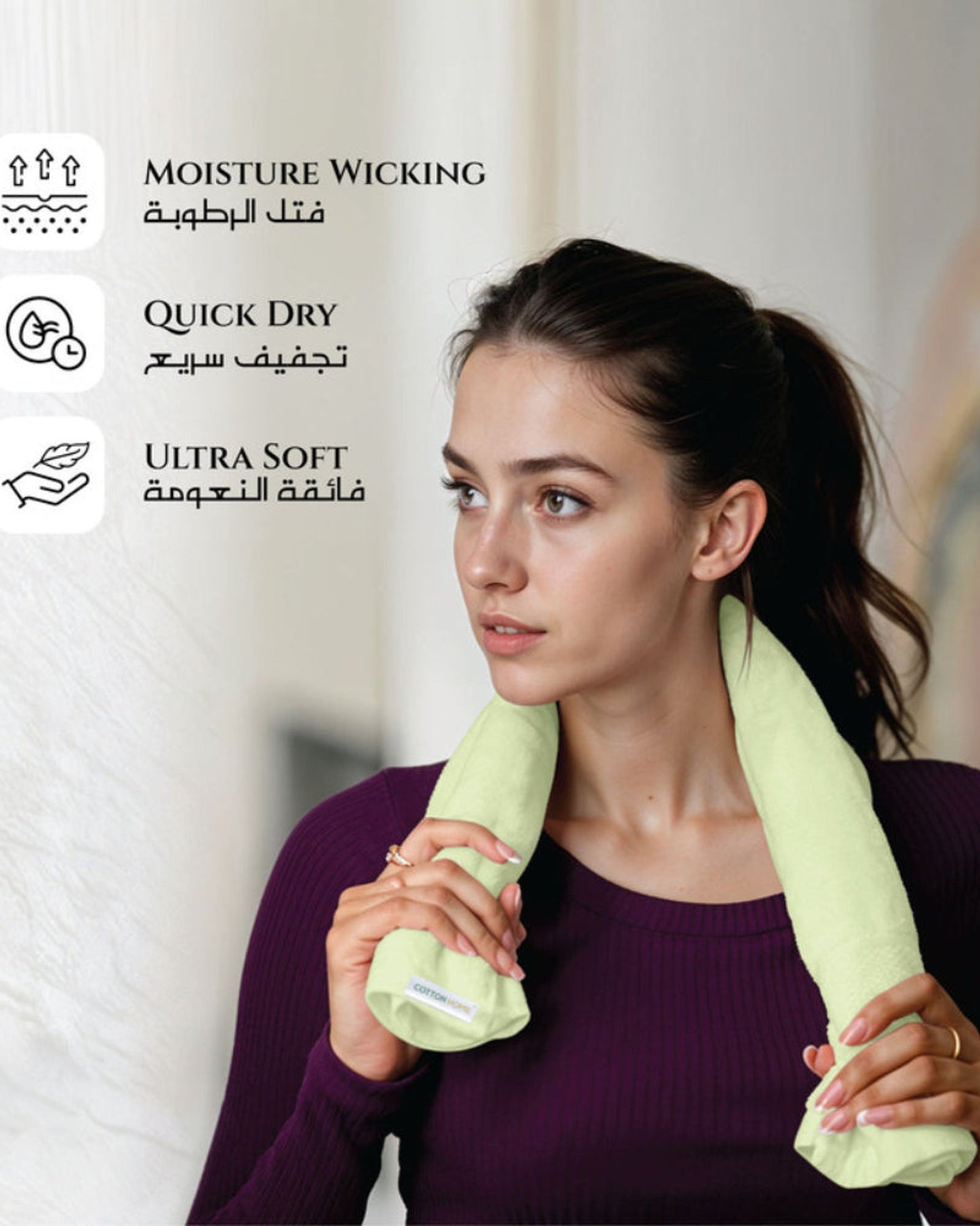 مناشف قطنية فاخرة من كوتون هوم، 40×70 سم، طقم من 4 قطع، 600 غرام/متر مربع، سريعة الجفاف ومتينة