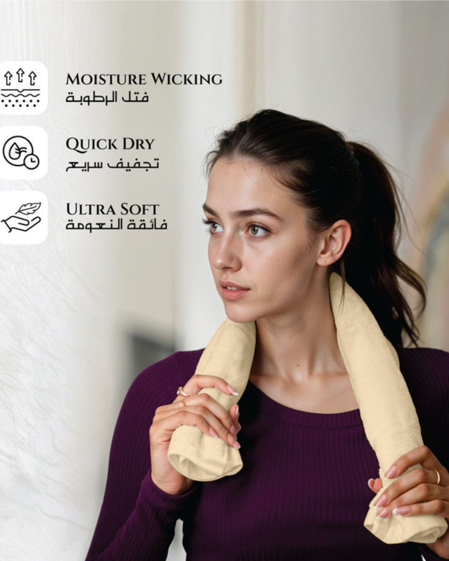 مناشف قطنية فاخرة من كوتون هوم، 40×70 سم، طقم من 4 قطع، 600 غرام/متر مربع، سريعة الجفاف ومتينة