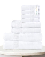 Cotton Home  Premium Cotton Towel 8-Piece Set Includes 4pc Face Towel 30x30cm,2pc Hand Towel 40x70cm, 2pc Bath Towel 70x140cm, 600 GSM Quick Dry and Durable , White