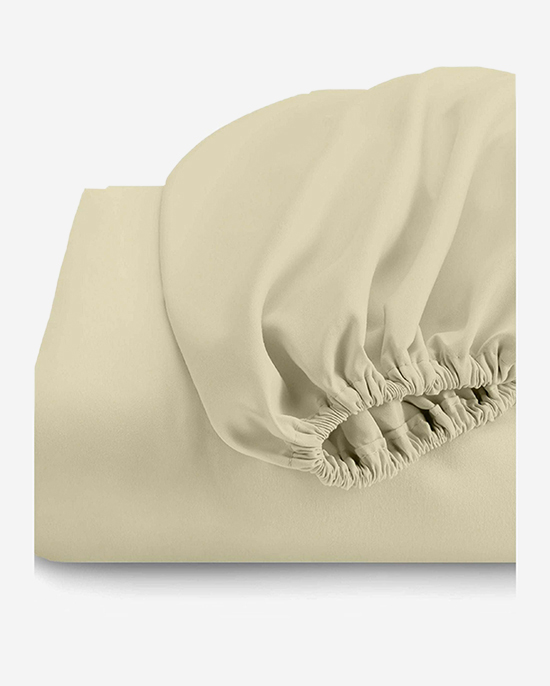 ملاءة سرير قطنية منزلية قطعة واحدة فائقة النعومة، لون بيج داكن