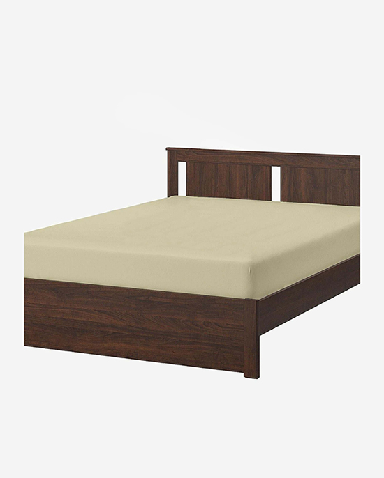 ملاءة سرير قطنية منزلية قطعة واحدة فائقة النعومة، لون بيج داكن