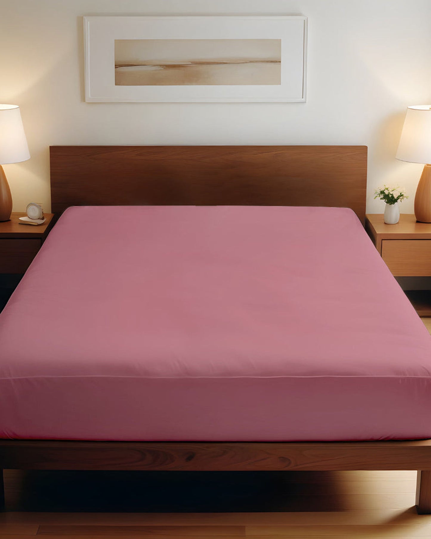 ملاءة سرير قطنية منزلية قطعة واحدة فائقة النعومة بلون الموڤ