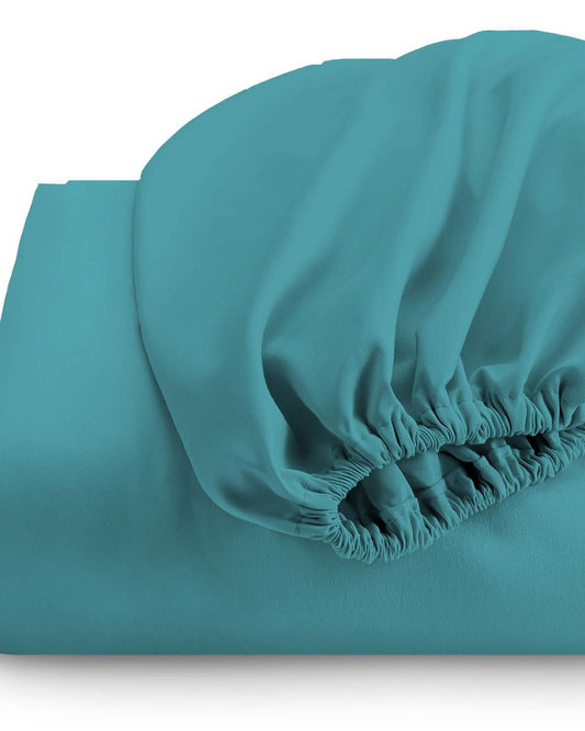ملاءة سرير قطنية منزلية قطعة واحدة فائقة النعومة بلون أزرق مخضر