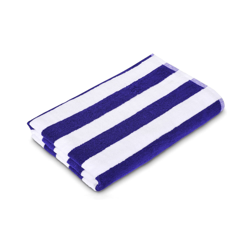 Cotton Home Striped Pool Towel 100% Cotton Navy Blue