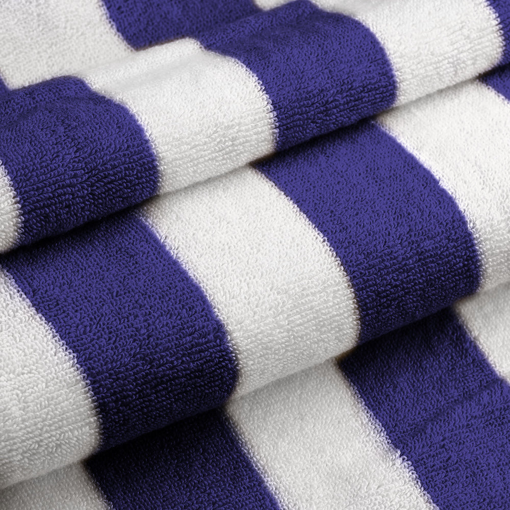 منشفة حمام سباحة مخططة من القطن 100% باللون الأزرق الداكن