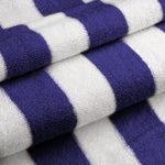 منشفة حمام سباحة مخططة من القطن 100% باللون الأزرق الداكن