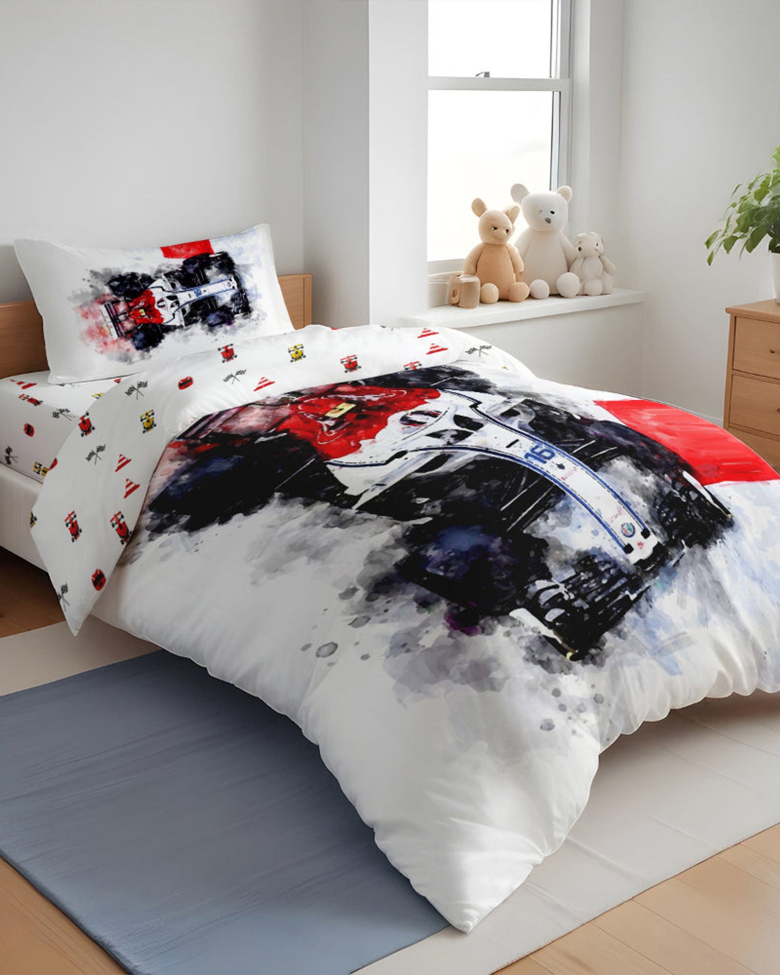 طقم غطاء لحاف للأطفال من Cotton Home مكون من 3 قطع بتصميم سيارة