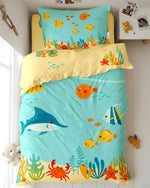 طقم غطاء لحاف للأطفال من Cotton Home مكون من 3 قطع، لون أكوا