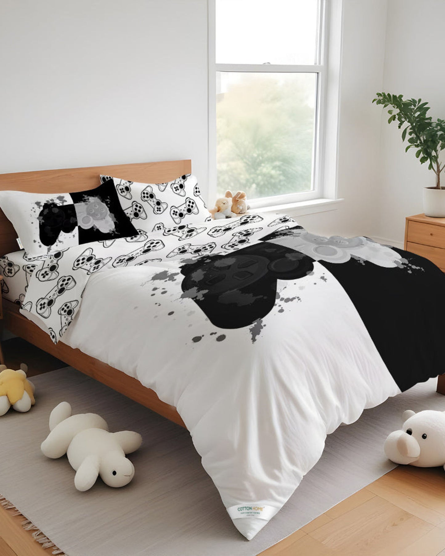 طقم غطاء لحاف للأطفال من Cotton Home مكون من 4 قطع بتصميم جويستيك