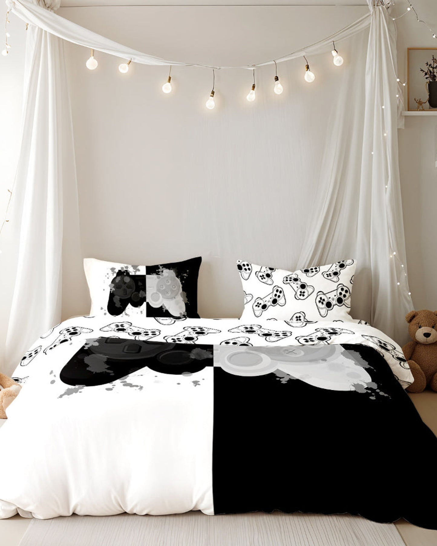 طقم غطاء لحاف للأطفال من Cotton Home مكون من 4 قطع بتصميم جويستيك