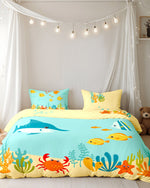 طقم غطاء لحاف للأطفال من Cotton Home مكون من 4 قطع، لون أكوا